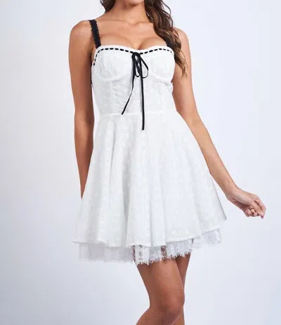 Sky To Moon Coquette Ribbon Trim Eyelet Dress In White