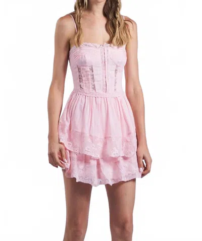 Sky To Moon Corset Seam Flutter Dress In Baby Pink
