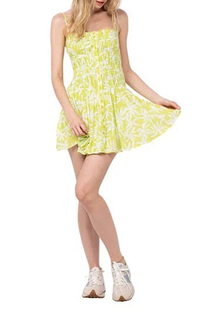 Sky To Moon Cotton Smocked Minidress In Light Green