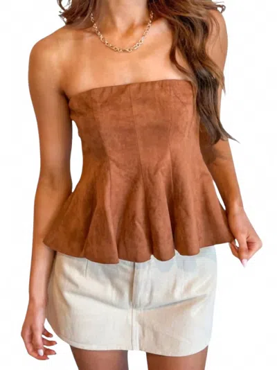 Sky To Moon Cozy Suede Tube Top In Tan In Brown