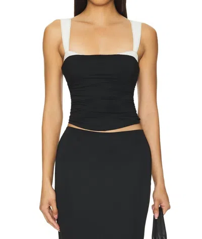 Sky To Moon Cropped Contrast Tank Top In Black/white
