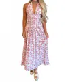 Sky To Moon Deep Floral Halter Maxi Dress In Pink In Multi
