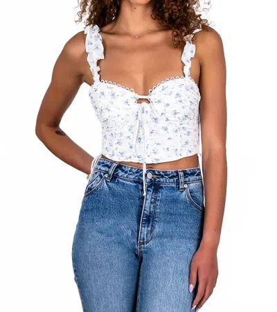 Sky To Moon Ditsy Corset Top In Blue Floral In White