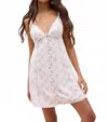 Sky To Moon Ditsy Floral Lace Inset Dress In White/pink In Multi