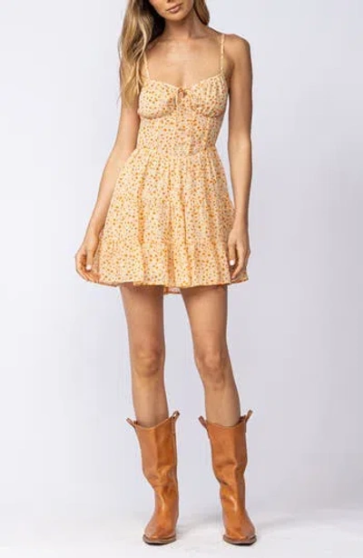 Sky To Moon Ditsy Floral Minidress In Orange