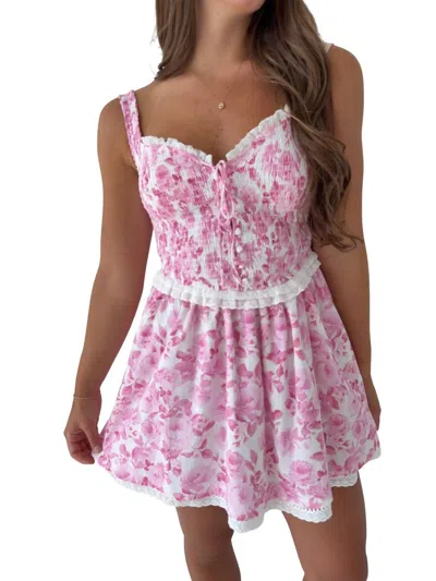 Sky To Moon Ellie Mini Dress In Pink Bloom In Multi