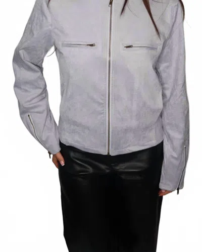 Sky To Moon Emma Suede Jacket In Light Blue In Gray