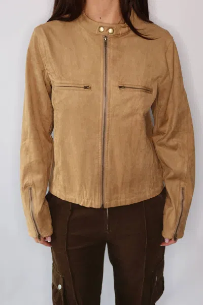 Sky To Moon Emma Suede Jacket In Tan In Brown