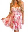 Sky To Moon European City Fit & Flare Mini Dress In Red In Pink