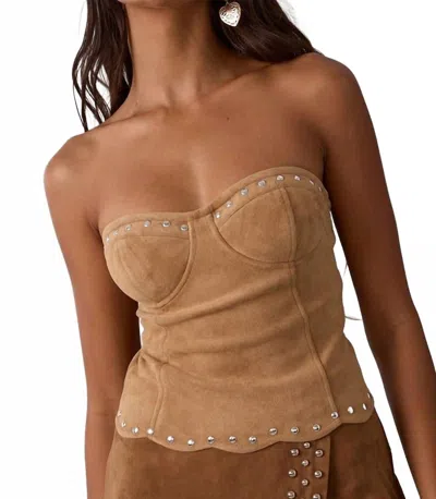 Sky To Moon Faded Tube Top In Tan In Brown