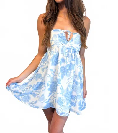 Sky To Moon Floral Flirt Mini Dress In Blue