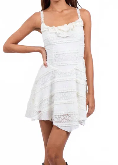 Sky To Moon Floral Lace Tiered Ruffle High Low Dress In White