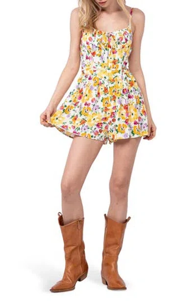 Sky To Moon Floral Mini Romper In Yellow