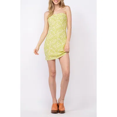 Sky To Moon Floral Strapless Open Back Minidress In Green
