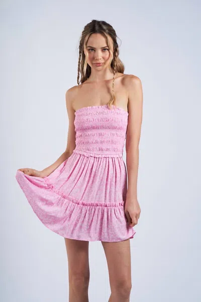 Sky To Moon Floral Tie Back Mini Dress In Bubble Pink In Multi
