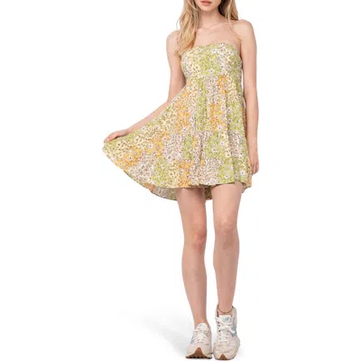 Sky To Moon Floral Tube Minidress In Green