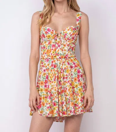Sky To Moon Floral Wire Tiered Dress In Promise Rena