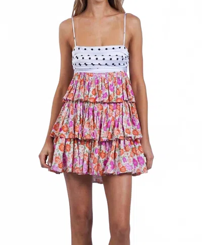 Sky To Moon Flowers Mini Dress In Pink Floral In Multi