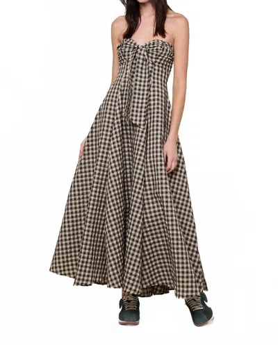Sky To Moon Gingham Open Back Maxi Dress In Black/ivory Check In Multi