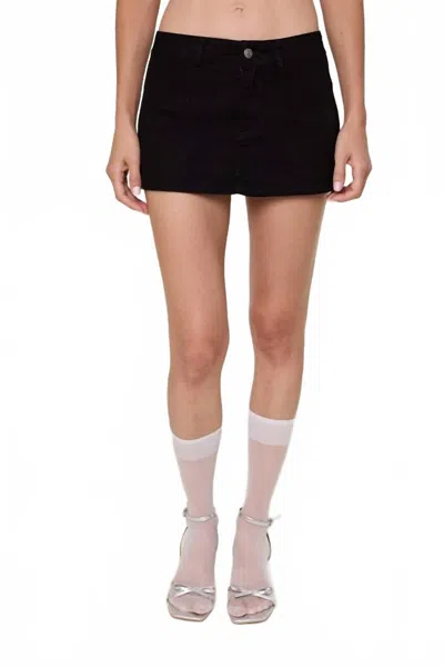 Sky To Moon Harpo Low Rise Denim Skort In Black