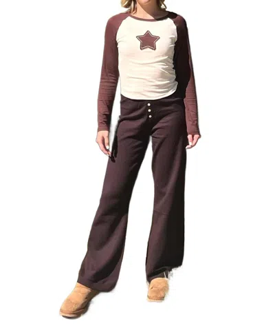 Sky To Moon Homebody Knit Pant In Chocolate Brown In Multi