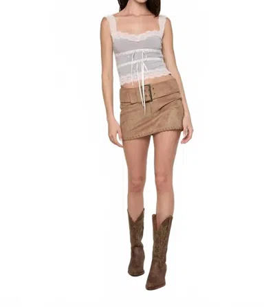 Sky To Moon Jessie Suede Skirt In Tan In Brown