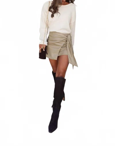 Sky To Moon Leather Wrap Skort In Taupe In Neutral