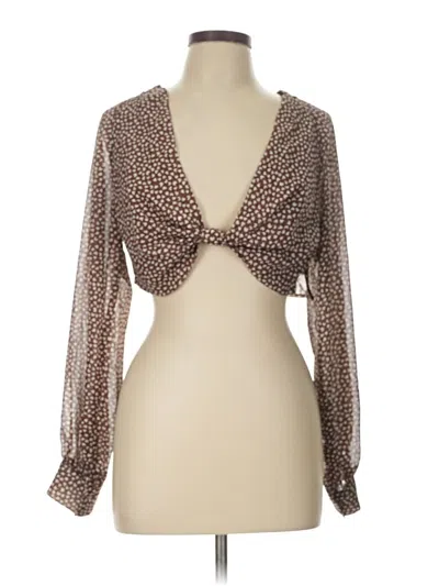 Pre-owned Sky To Moon Long Sleeve Blouse In Brown