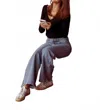 Sky To Moon Long Sleeve Cable Knit Top In Black In Black