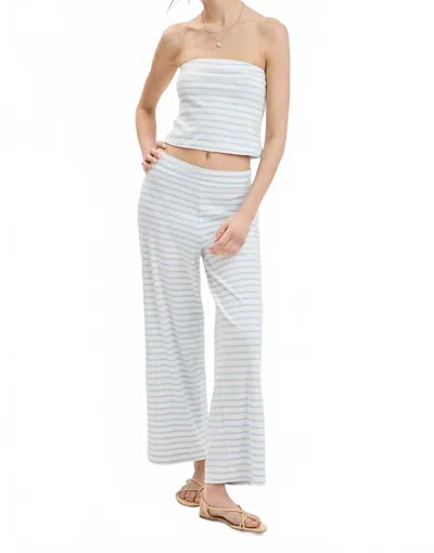 Sky To Moon Maren Striped Tube Top Pant Set In Blue In Multi