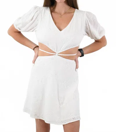 Sky To Moon Palm Springs Moment Open Midriff Eyelet Dress In White