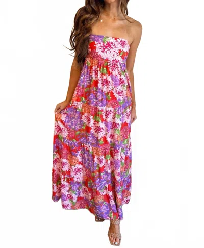 Sky To Moon Passion Hydrangea Tie Back Maxi Dress In Pink In Multi