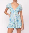 Sky To Moon Pucci Cutout Romper In Waive Beach
