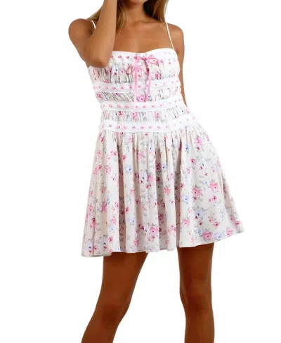 Sky To Moon Ribbon Lace Detail Mini Dress In Pink In Multi