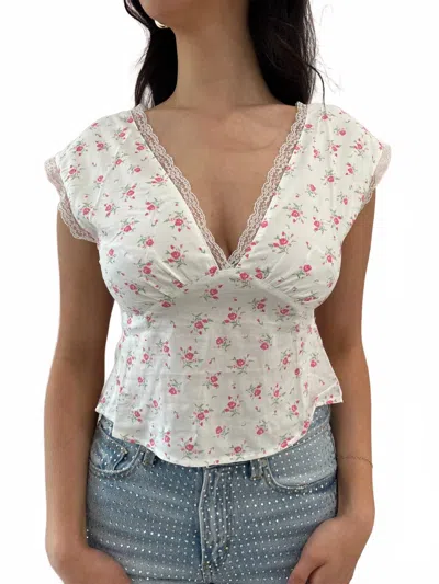 Sky To Moon Rosie V-neck Top In White