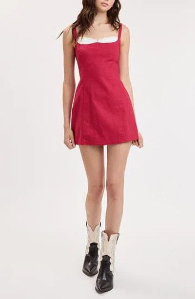 Sky To Moon Ruffle Trim Sleeveless Minidress In Red
