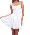 Sky To Moon Satin Corset Lace Trim Mini Dress In White In White