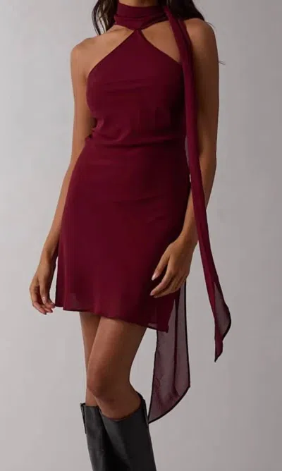 Sky To Moon Sheer Long Scarf Bias Cut Mini Dress In Wine In Pink