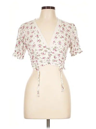 Pre-owned Sky To Moon Short Sleeve Blouse In Ivory