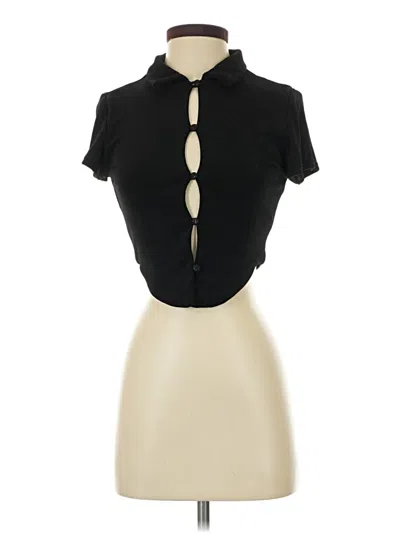 Pre-owned Sky To Moon Short Sleeve Top Black Keyhole Neckline Tops