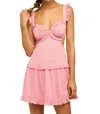Sky To Moon Sleeveless Waist Cut Out Mini Dress In Pink Clover Print In Pink
