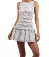 Sky To Moon Smocked Body Ruffle Mini Dress In Mint Pink Floral In Multi
