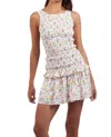 Sky To Moon Smocked Body Ruffle Mini Dress In Red Orange Floral In Multi