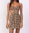 Sky To Moon Smocked Top Ribcage Cutout Dress In Black Multi