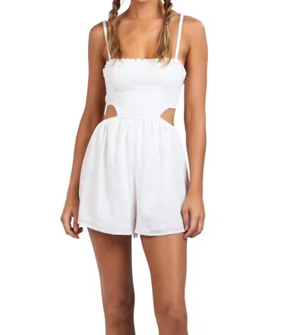 Sky To Moon Smocked Waist Cutout Mini Romper In Off White