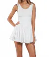 Sky To Moon Solid Color Round Cut Edge Ruffle Trim Mini Dress In White In White