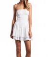 Sky To Moon Strapless Eyelet V-seam Mini Dress In White In White