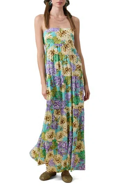 Sky To Moon Strapless Open Back Maxi Dress In Green
