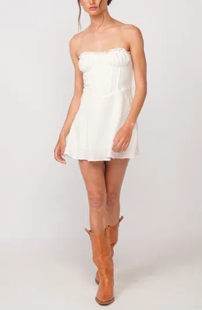 Sky To Moon Strapless Ruffle Minidress In White