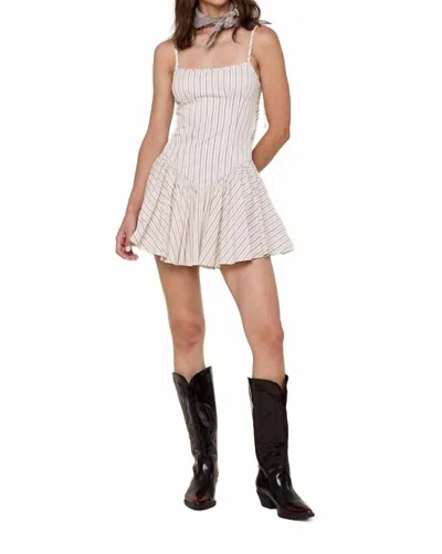 Sky To Moon Stripe Fit & Flare Mini Dress In White In Neutral